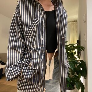 Ganni Mixed Stripe Denim Jacket